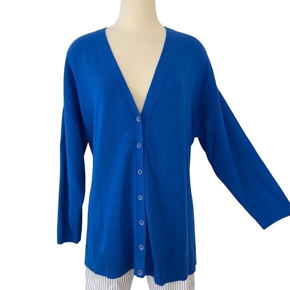 Talbots Royal Blue V-Neck Button Down Cardigan Sweater 2X Petite NWT - Picture 1 of 11